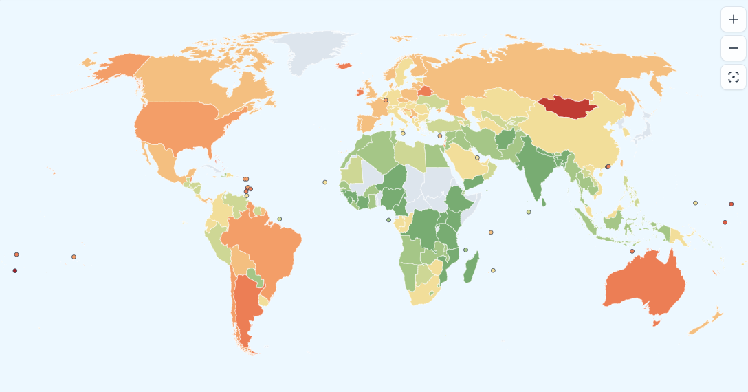 From Tonga to the Democratic Republic of the Congo, per-capita meat availability ranges from 1 to 37. World rankings, major-country comparisons, and how OECD members stack up, based on FAO 2023 data.